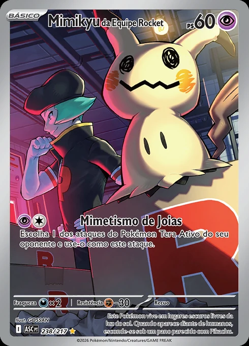 Mimikyu da Equipe Rocket, ME2.5 238/217, Rara Ilustração