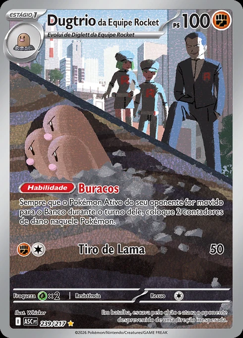 Dugtrio da Equipe Rocket, ME2.5 239/217, Rara Ilustração