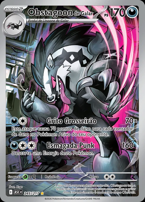 Obstagoon de Galar, ME2.5 245/217, Rara Ilustração