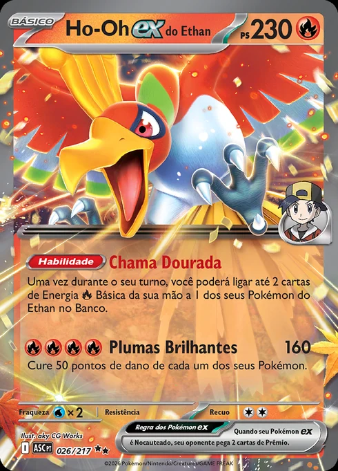 Ho-Oh ex do Ethan, ME2.5 026/217, Rara Dupla