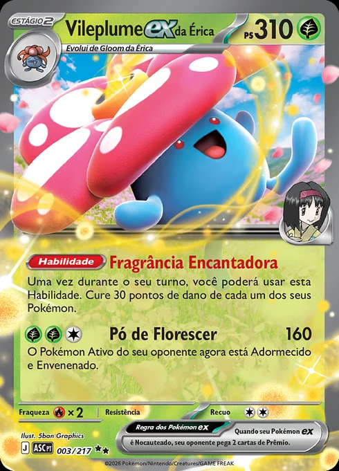 Vileplume ex da Érica, ME2.5 003/217, Rara Dupla