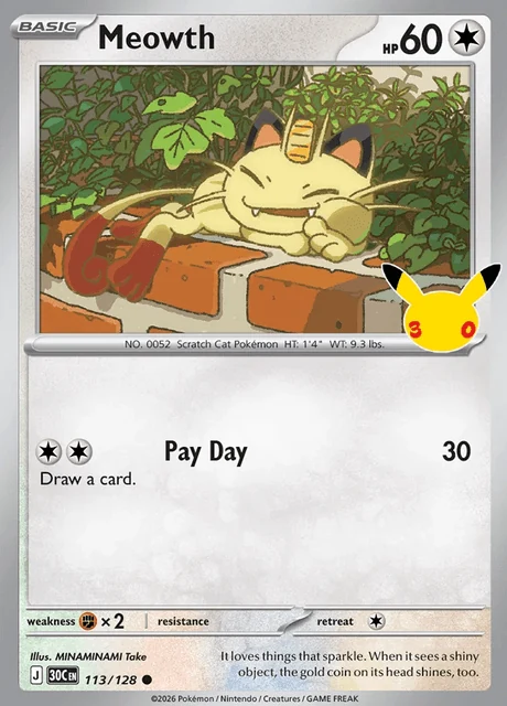 Meowth, 30C 113/128, Comum
