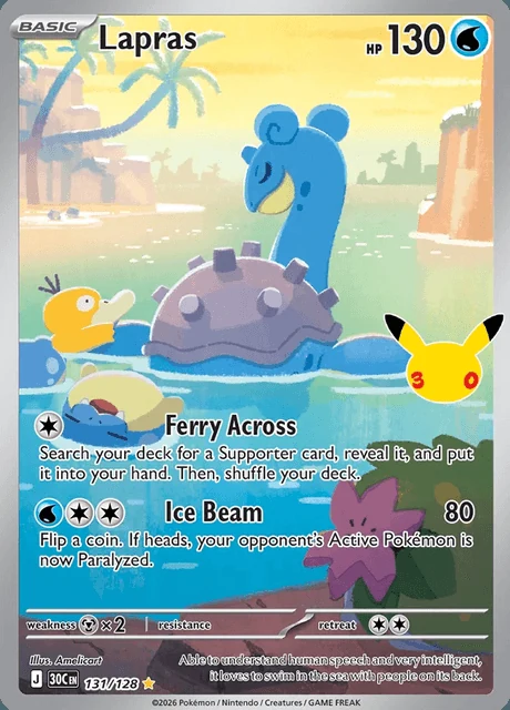 Lapras, 30C 131/128, Rara Ilustração