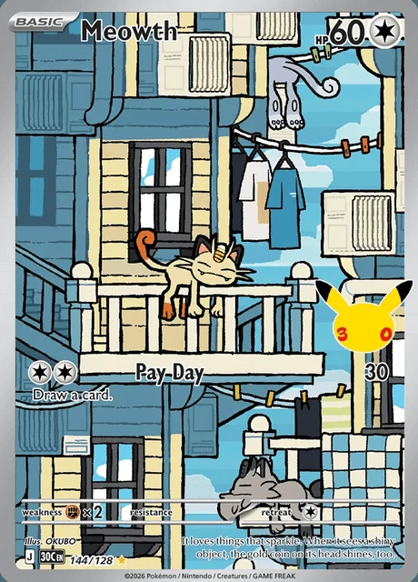 Meowth, 30C 144/128, Rara Ilustração