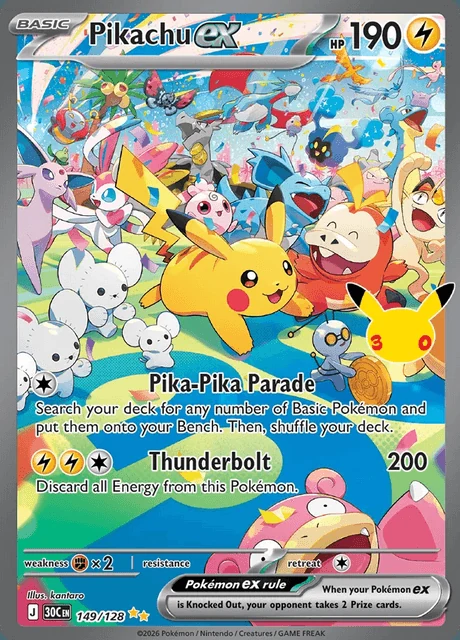 Pikachu ex, 30C 149/128, Rara Ilustração Especial