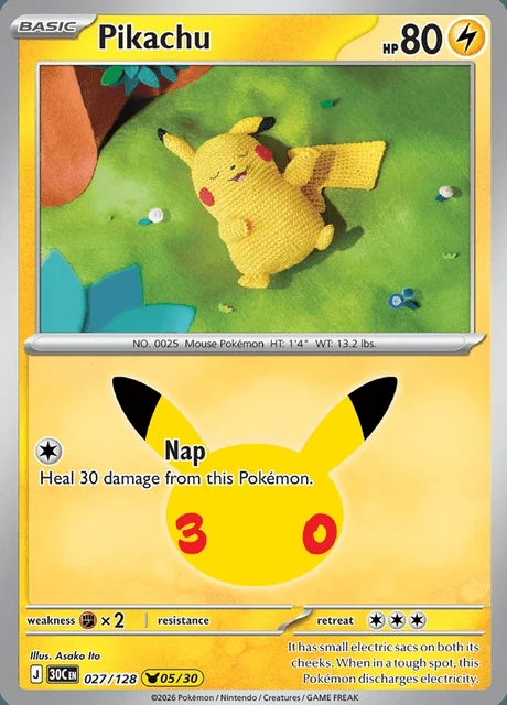 Pikachu, 30C 027/128, Rara Ilustração