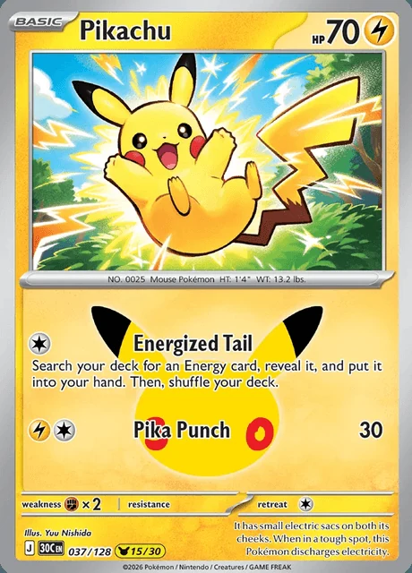 Pikachu, 30C 037/128, Rara Ilustração