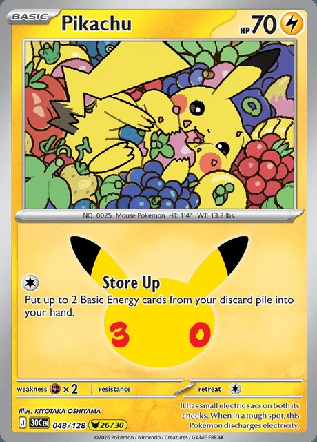 Pikachu, 30C 048/128, Rara Ilustração