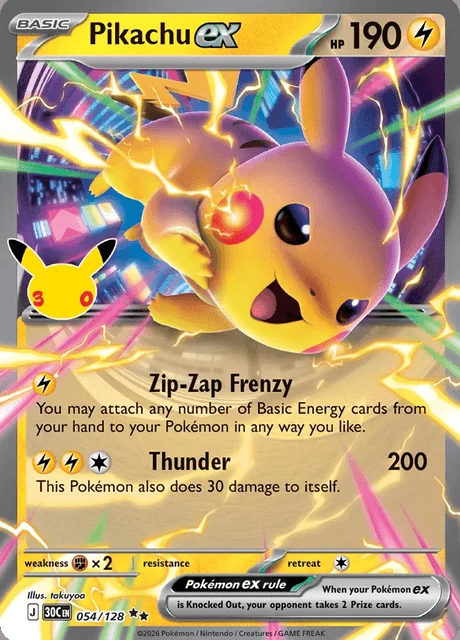 Pikachu ex, 30C 054/128, Rara Dupla