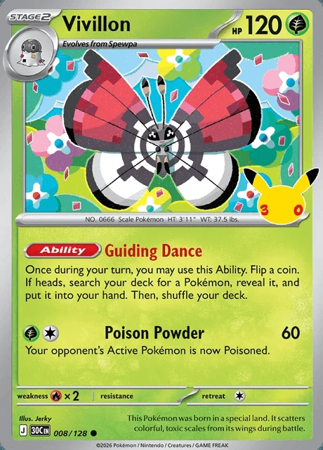 Vivillon, 30C 008/128, Comum
