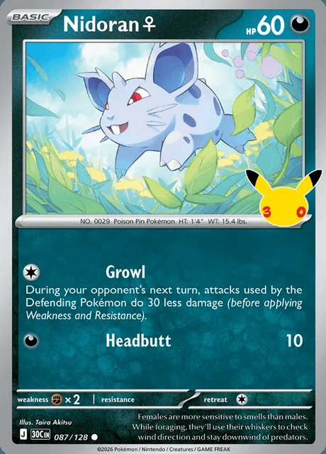 Nidoran Fêmea, 30C 087/128, Comum