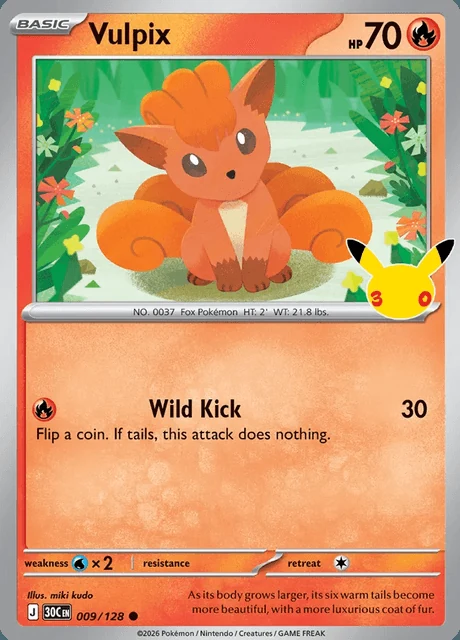 Vulpix, 30C 009/128, Comum