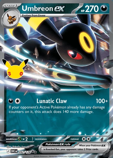 Umbreon ex, 30C 092/128, Rara Dupla